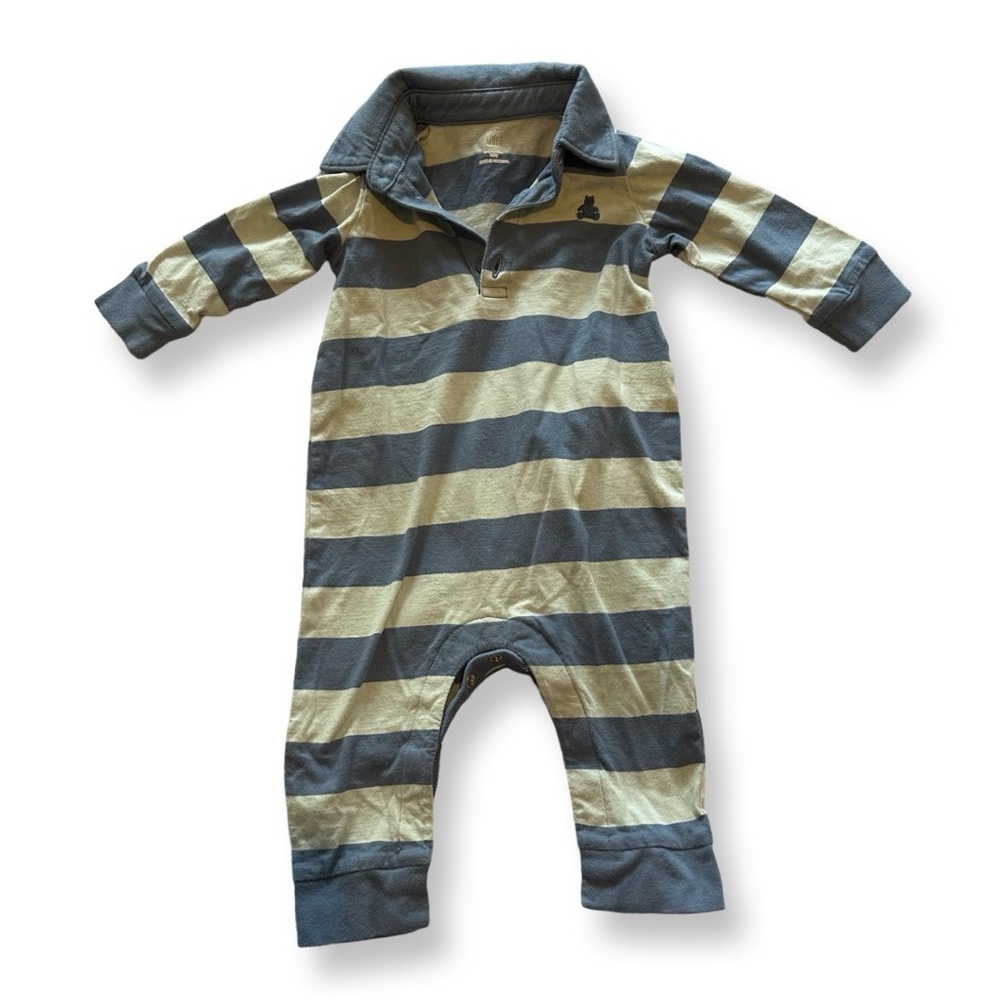 Gap Blue Striped Baby Romper 3-6 month EUC